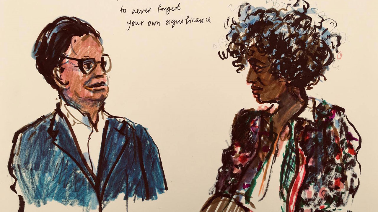 Arundhati Roy at Hay Festival. Illustration by Henny Beaumont