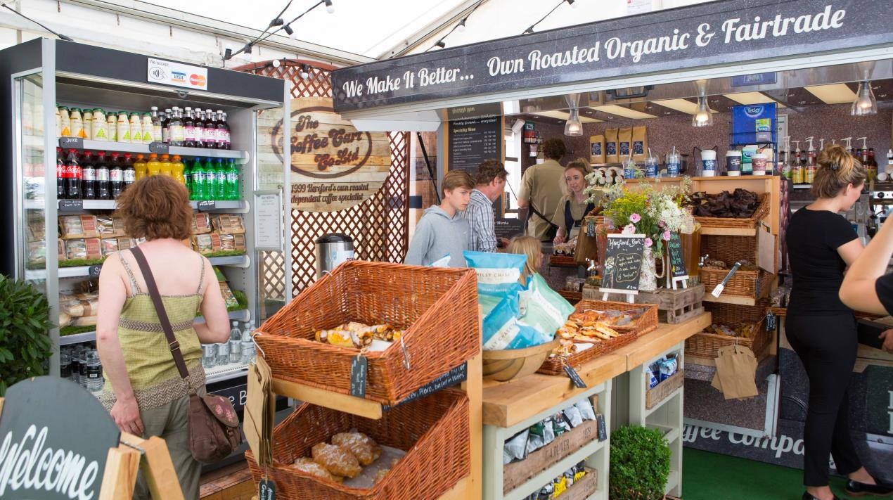 Trade stands at Hay Festival