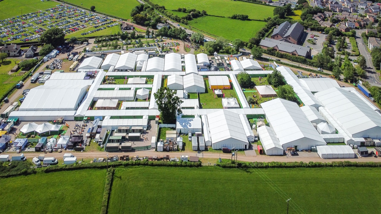 Drone photograph of the Hay Festival site