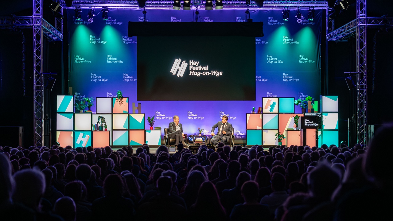 Aerial photo of Hay Festival site