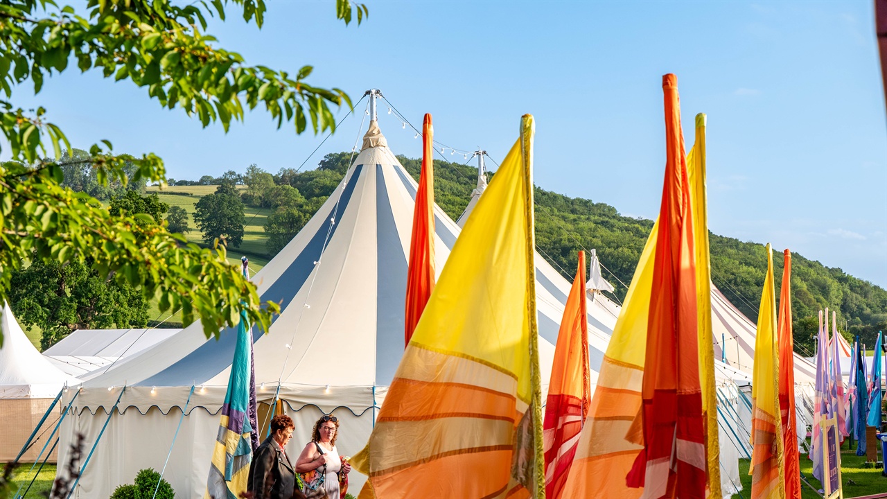 Aerial photo of Hay Festival site