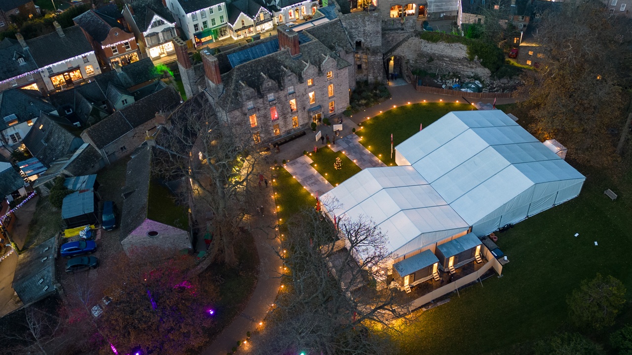 Aerial photo of Hay Festival site
