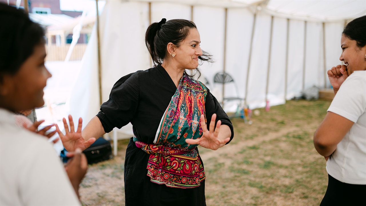 Woman dancing as part of Hay Festival Creative Residency Project