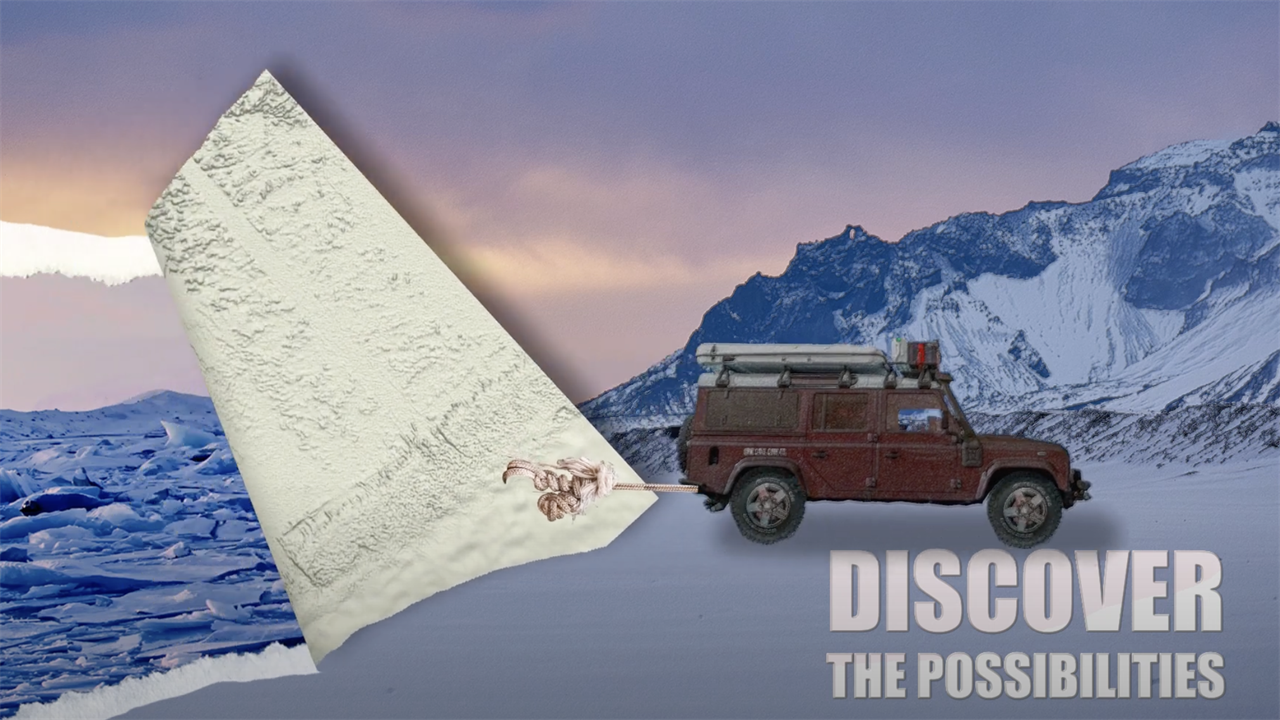 Illustration of a car driving across ice