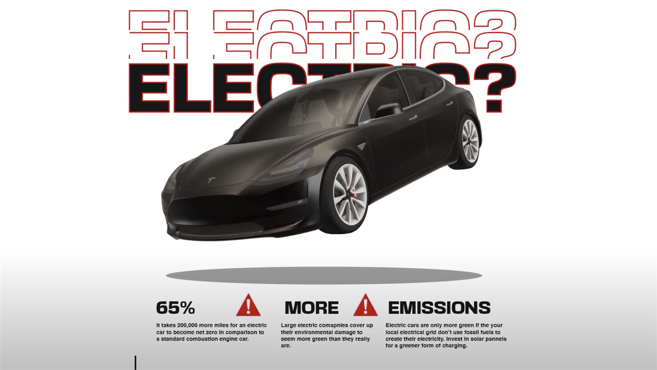 Illustration of a black Tesla 3D Motion Graphic