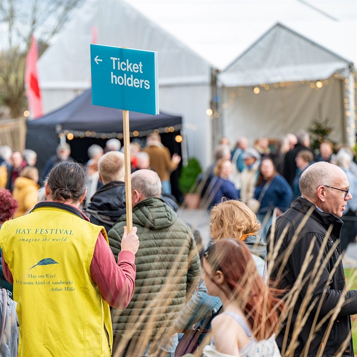 Crowds at Hay Castle for Hay Festival Winter Weekend