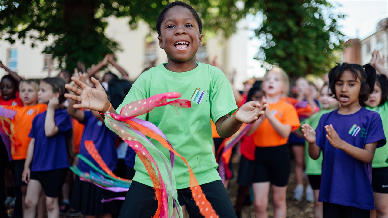 Boy enjoying a Hay Festival Creative Residency