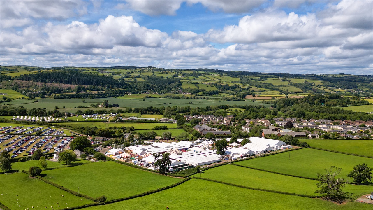 Aerial photo of Hay Festival site