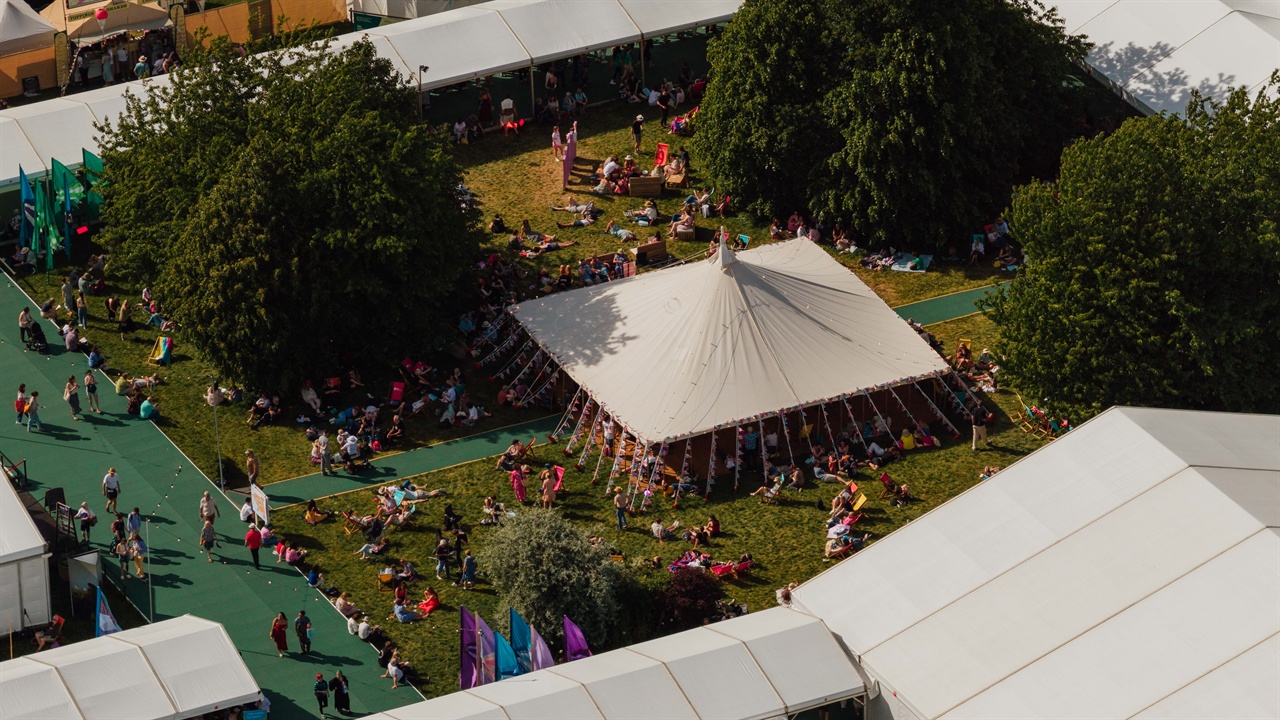 Hay Festival speaker on stage