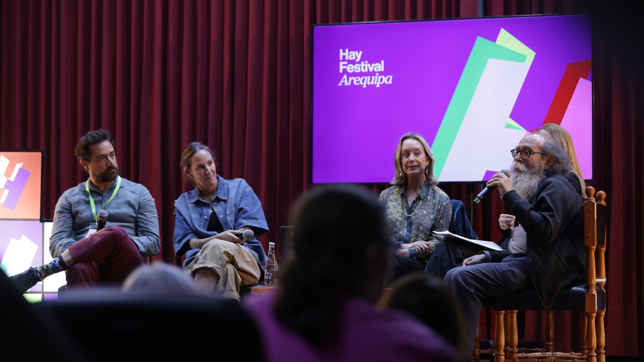 Carlos Caamaño, Sonia Cunliffe, Mafe García, Marisa Mujica and Jorge Villacorta at Hay Festival Arequipa