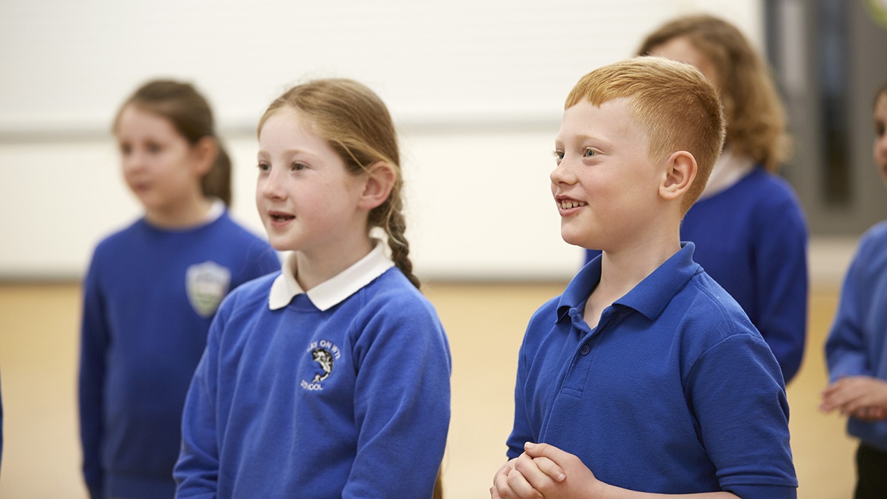 Hay Festival schoolchildren rehearsing for Choir event