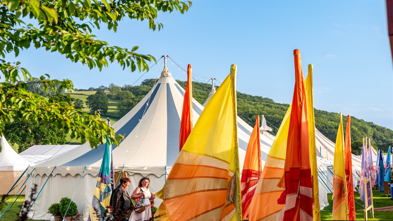 Hay Festival site in the sun