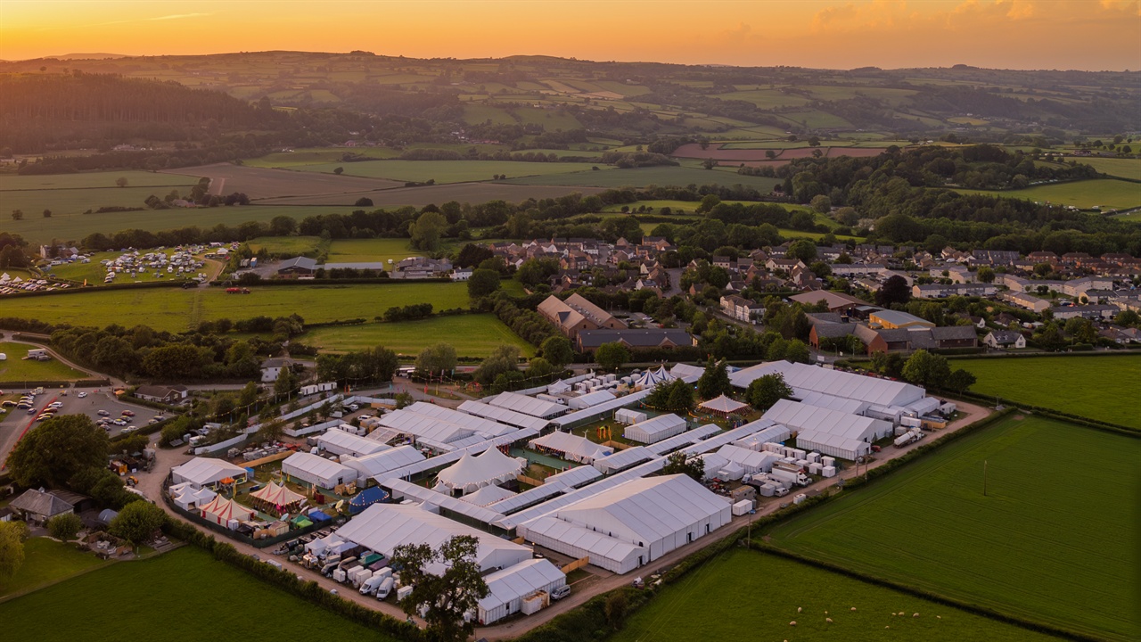 Aerial photo of Hay Festival site