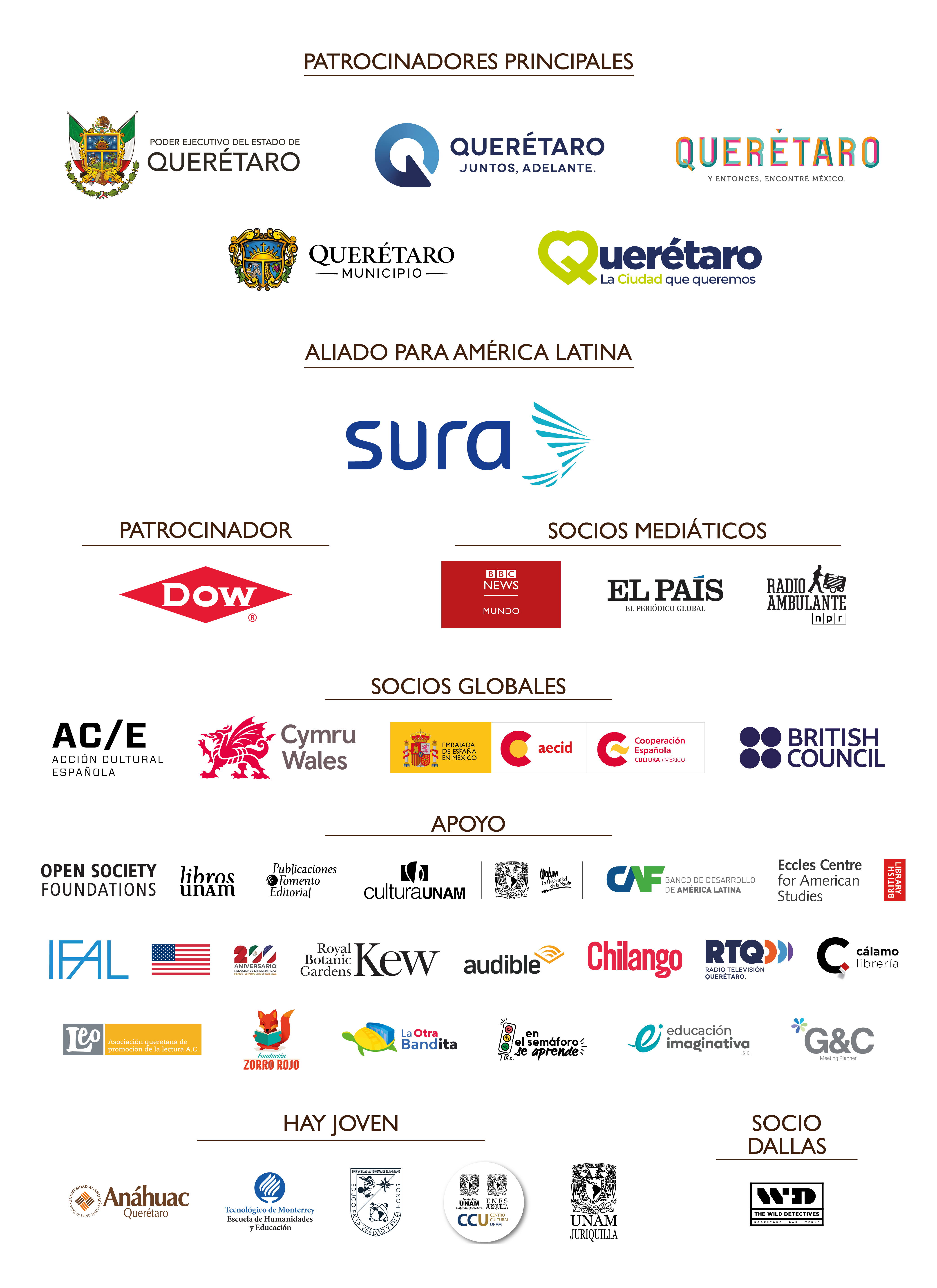 Sponsors of Hay Festival Querétaro 2022