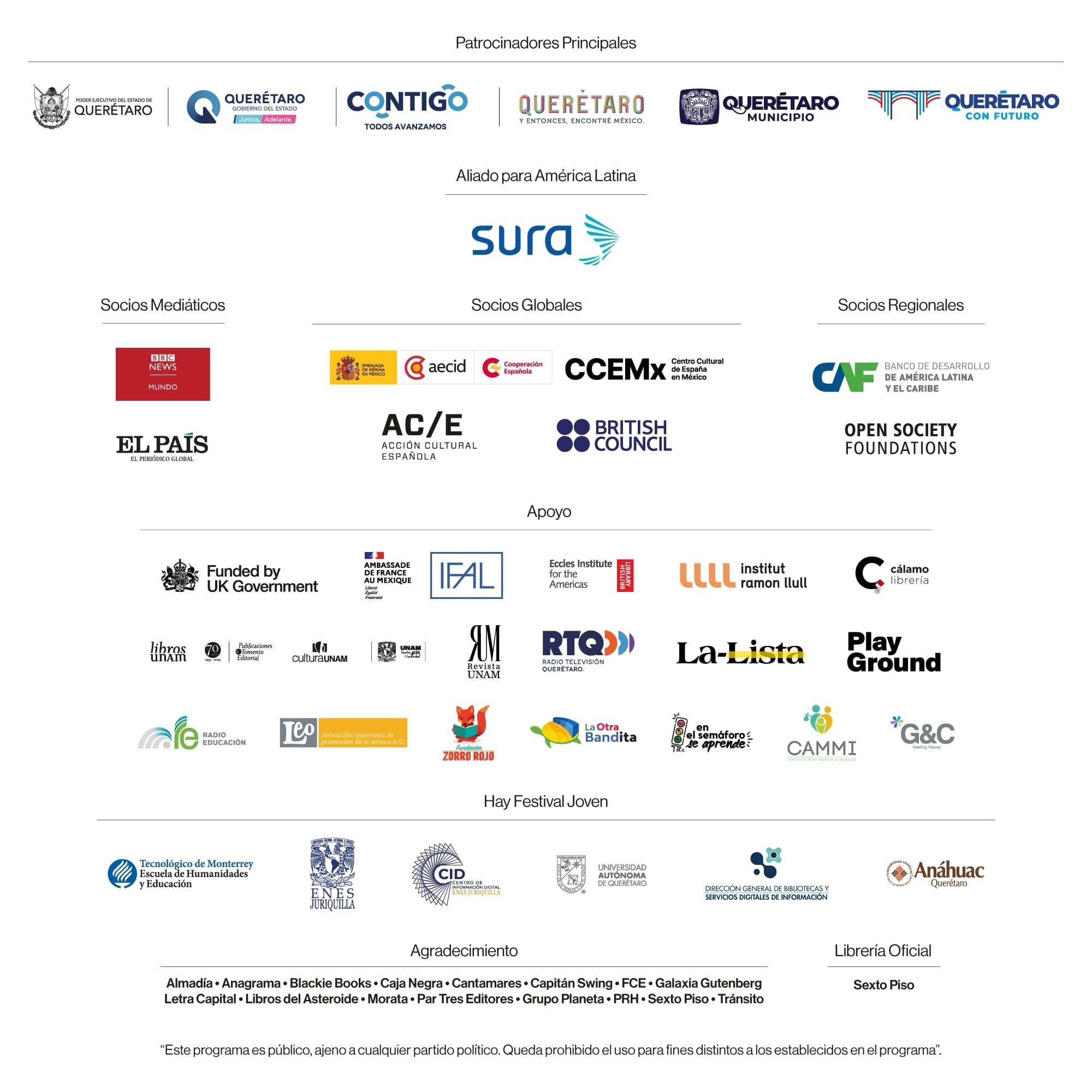 Sponsors of Hay Festival Querétaro 2024