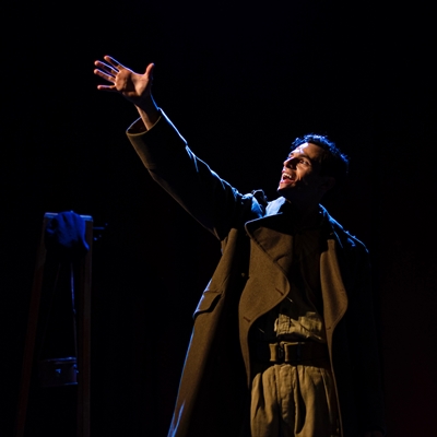 Dan Krikler as Keith Douglas, with John Retallack and Owen Sheers Dan Krikler as Keith Douglas, with John Retallack and Owen Sheers