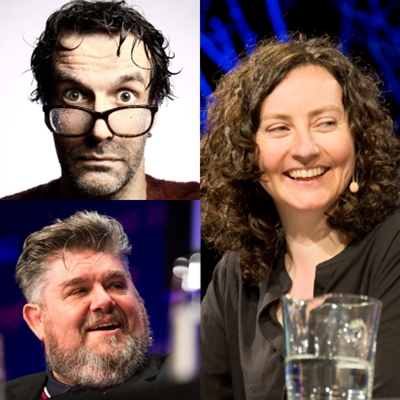 Marcus Brigstocke, Carrie Quinlan, André Vincent and Hugh Muir