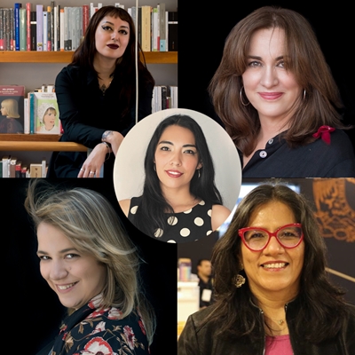 Lola Ancira, Rosa Beltrán, Aroa Moreno Durán y Socorro Venegas en conversación con Sylvia Georgina Estrada