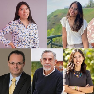 Tatiana Huamanraime, Fernanda Pacho, Luis Carranza y Pedro Francke en conversación con Gabriela Vega Franco