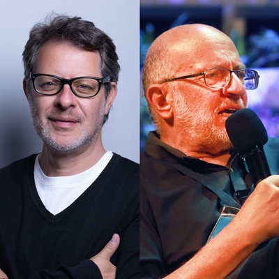 Mauricio Silva Guzmán and Daniel Samper Pizano in conversation with Andrea Guerrero