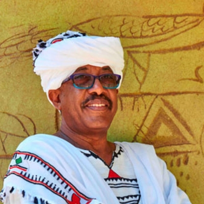 Abdelaziz Báraka Sakin and Rashid Diab in conversation