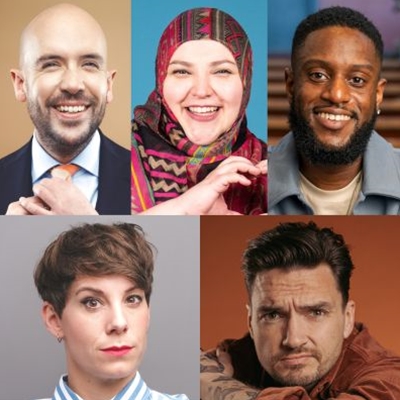 Tom Allen, Fatiha El-Ghorri, Limahl Germain, Suzi Ruffell and Jack Skipper