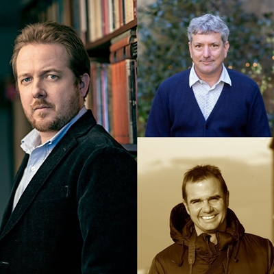 Juan Esteban Constain and Santiago Roncagliolo in conversation with Raúl Tola