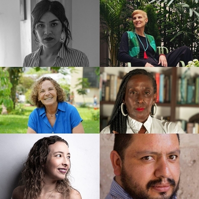 Ximena López Bustamante, Morella Petrozzi, Giovanna Pollarolo, Mayra Santos-Febres and Romina Silman in conversation with Martín Zúñiga Chávez