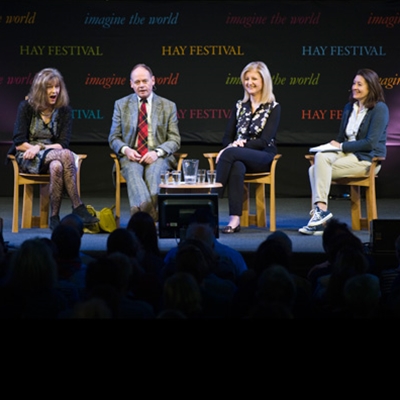Arianna Huffington, John Lloyd and Deborah Moggach