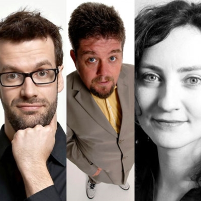 Marcus Brigstocke, Carrie Quinlan, Andre Vincent and guest