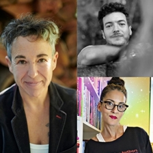 Gabriela Cabezón Cámara y Michel Nieva con Carmen Álvarez