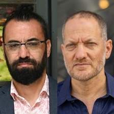 Aziz Abu Sarah and Maoz Inon talk to Lyse Doucet