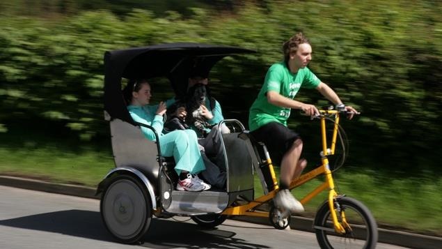 Pedicab ride to Hay Festival site